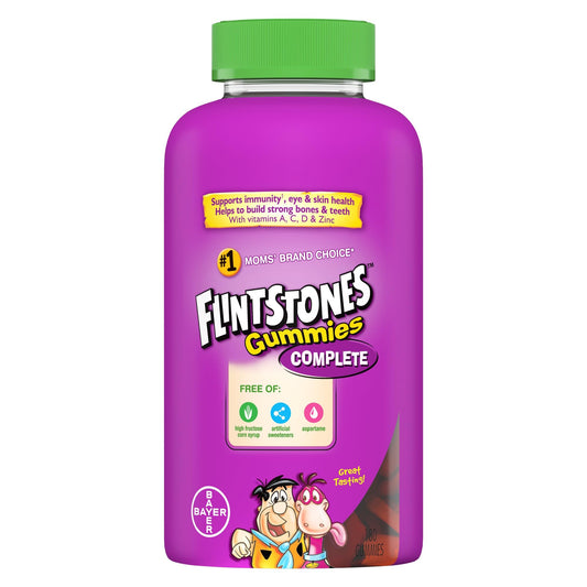 FLINTSTONES Complete Kids Multivitamin Gummies - Multivitamins for Kids, Kids Multivitamin Gummy Helps Maintain Good Health, Free of Artificial Sweeteners, Free of Aspartame, Free of Synthetic FD&C Dyes, 180 Gummies - Available at All In One Marketplace Canada