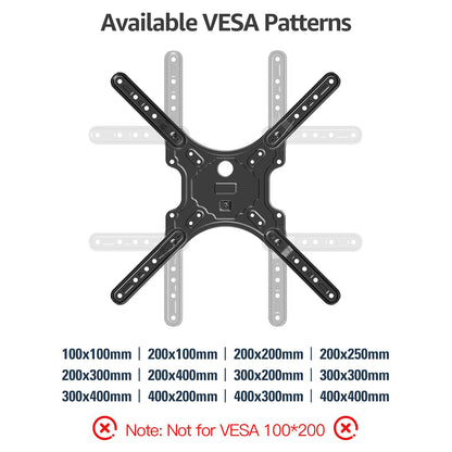 MOUNTUP TV Wall Mounts for Most 26-60 Inches TVs, Full Motion TV Bracket with Swivel and Extension, Articulating Arms, Tilt, Leveling, Single Stud Design, Max VESA 400x400mm up to 77lbs, MU0009