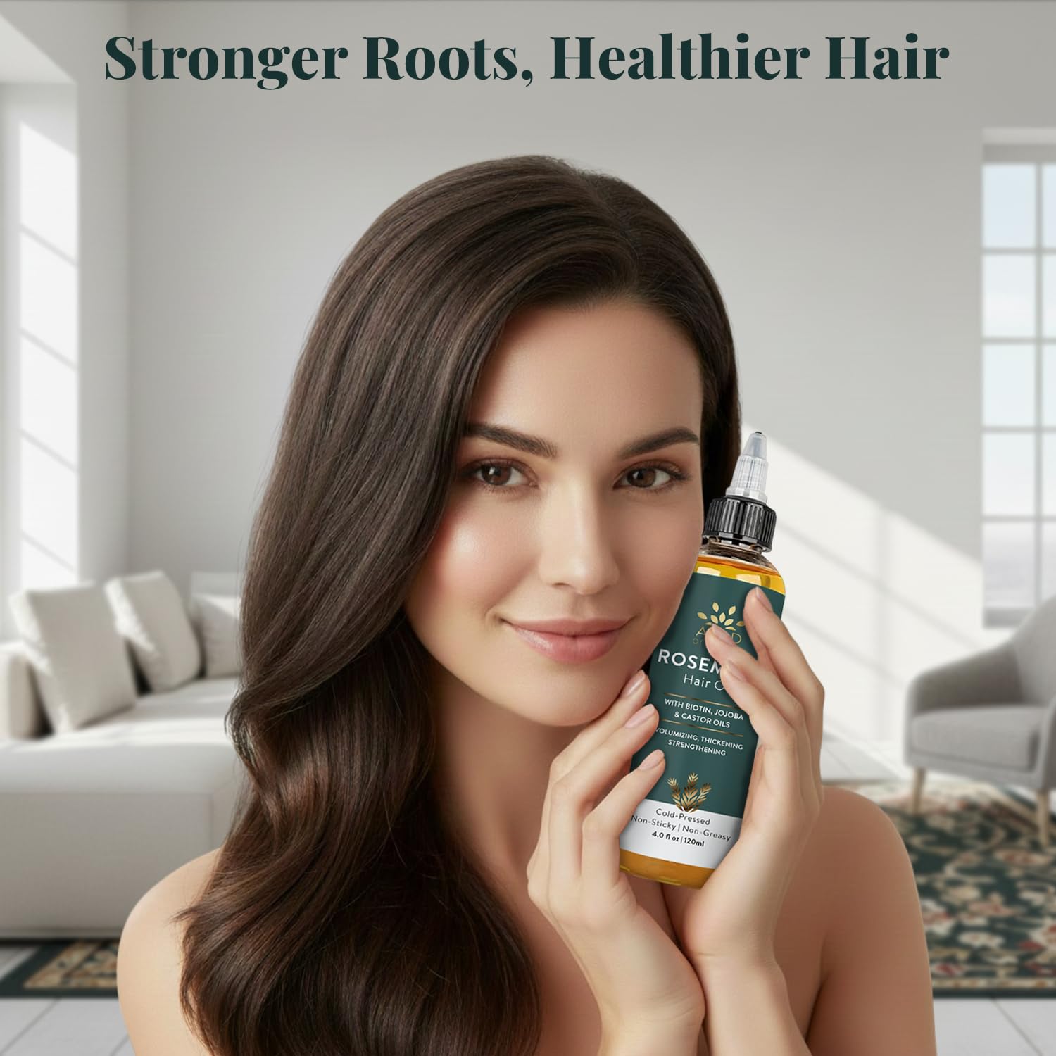 AVD Organics Rosemary Oil for Hair Growth | Infused with Biotin | Hair Strengthening, Nourishing and Volumizing | infused with Jojoba & Castor Oil | NON - GMO 120ml