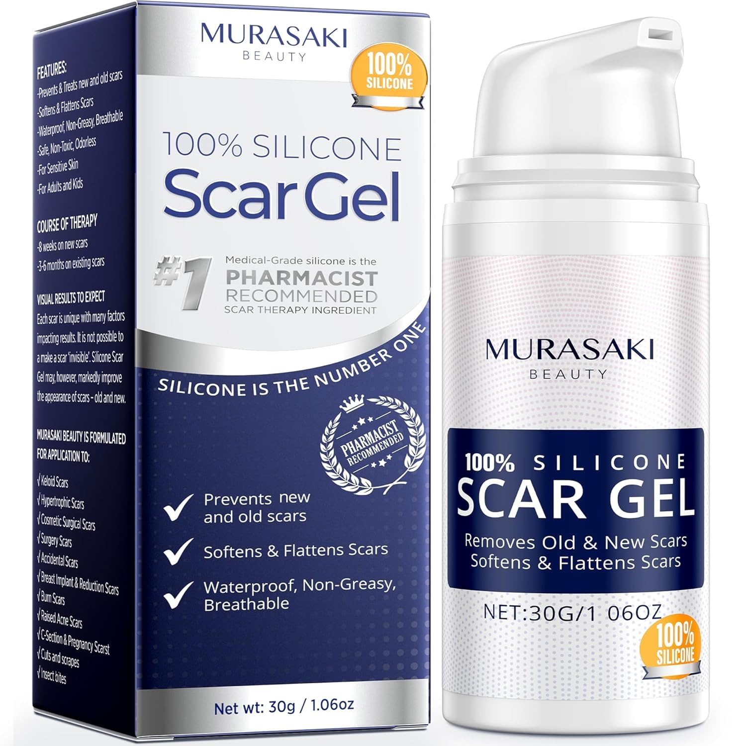 100% Silicone Scar Gel Scar Cream - Advanced Scar Gel for Old and New Scars - Available at All In One Marketplace Canada