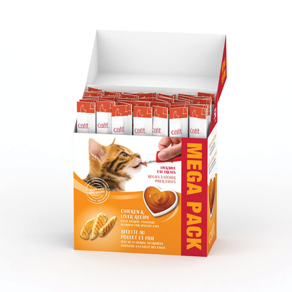 Catit Creamy Cat Treats Lickable, Chicken & Liver Flavor, 50 tubes, Mega Pack, Hand-Fed Lickable Cat Treats, Healthy & Hydrating, Made With Fresh Ingredients, Gaterie Pour Chat