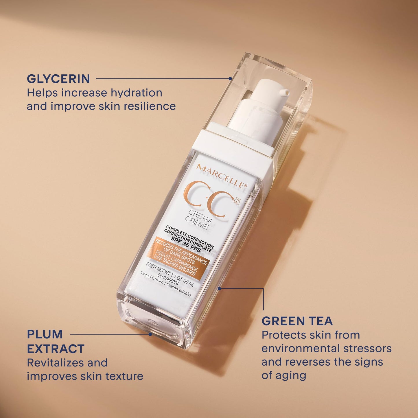 Marcelle CC Cream SPF 35, Light, 12-in-1 Tinted Moisturizer, Complete Coverage & Correction, Hypoallergenic, Fragrance-Free, Paraben-Free, Oil-Free, Non-Comedogenic, Vegan, Cruelty-Free, 30 mL MARCELLE