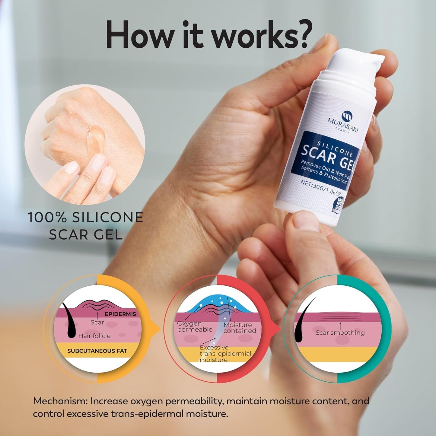 100% Silicone Scar Gel Scar Cream - Advanced Scar Gel for Old and New Scars - Available at All In One Marketplace Canada