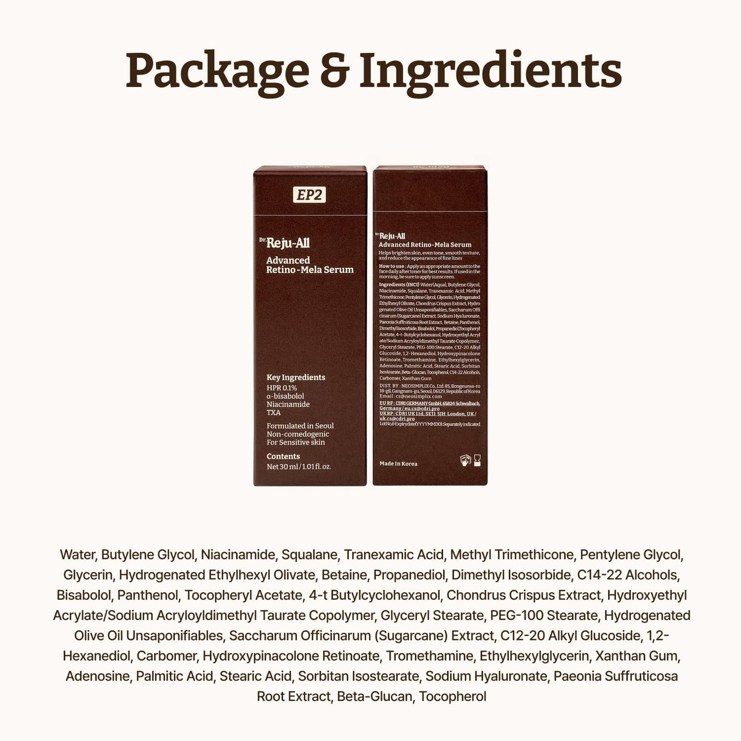 Dr. Reju-All Advanced Retino-Mela Serum – HPR Retinol Serum for Face – Anti-Aging, Pore Minimizer, Next-Gen Korean Skincare – Gentle & Beginner-Friendly – With Niacinamide 10% and TXA 4% – 30ml - Available at All In One Marketplace Canada