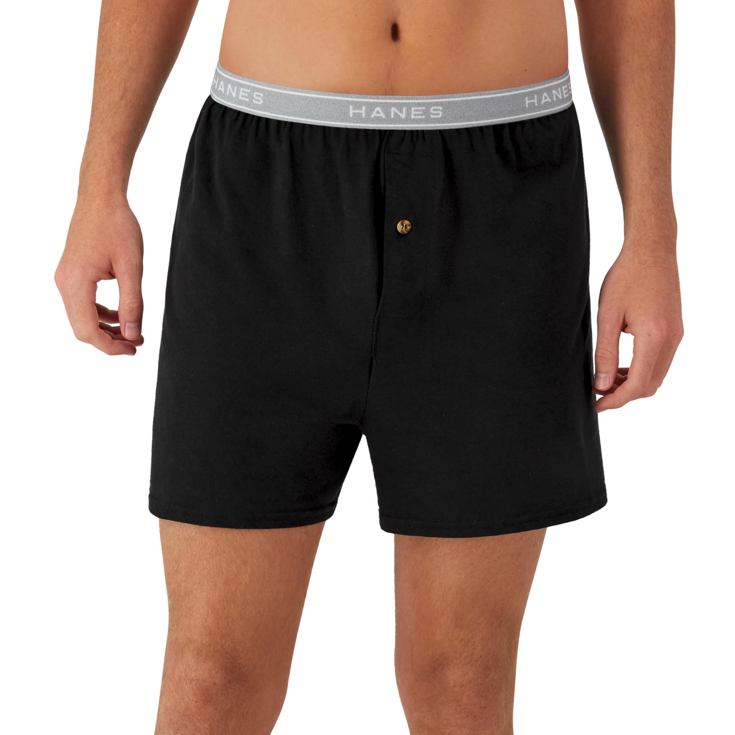 Hanes Men's 5-Pack Exposed Waistband Knit Boxers, Assorted, Large/36-38 Hanes