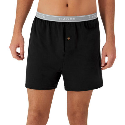 Hanes Men's 5-Pack Exposed Waistband Knit Boxers, Assorted, Medium/32-34 Hanes