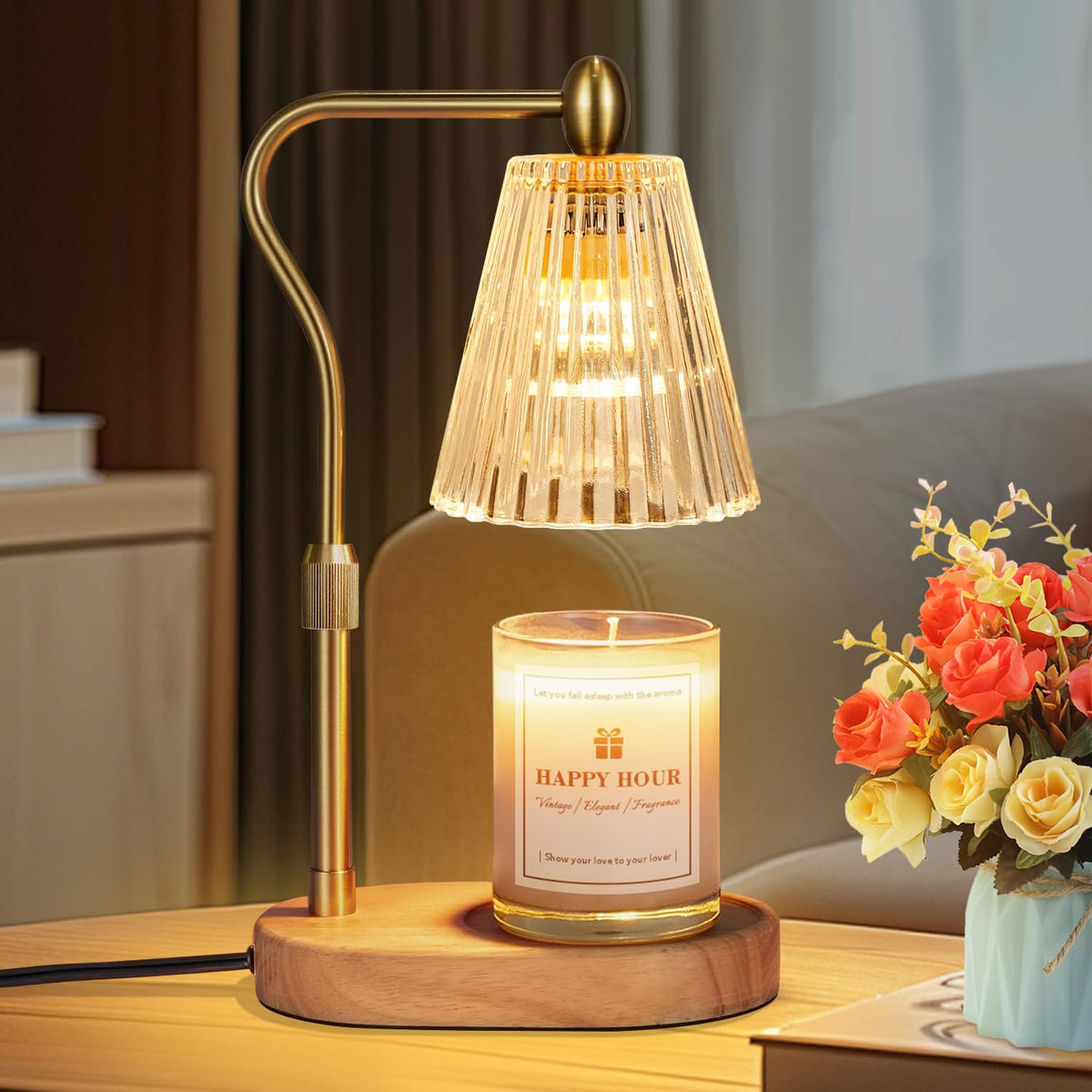 Imenlox Candle Warmer Lamp, with Timer and Dimmer, Adjustable Height, Christmas Birthday Gifts for Women Mom, House Warming Gifts New Home Decor, Wax Warmer for Jar Candles (Gold) 🍁 All In One Marketplace Canada