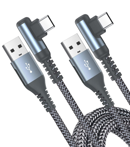 USB C Charging Cord Right Angle [2Pack 6FT] AviBrex 3.1A USB C Cable Type C Fast Charger Cable Nylon Cord for i Phone 17 16 15 Pro Max,Samsung S26/S25/S24/S23/S22/S21 Plus/Ultra/FE,A71/A54/A51/Note20