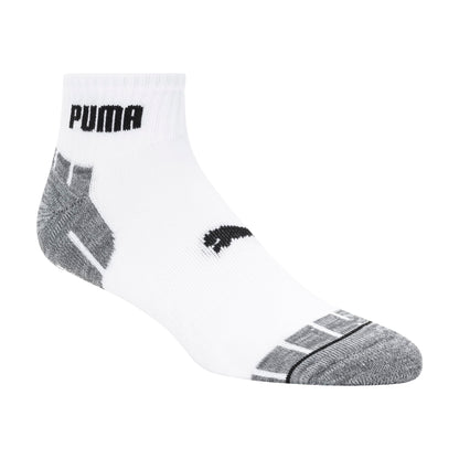 PUMA Men's 8 Pack Athletic Cushioned Quarter Crew Socks, White/Grey, 10-13 PUMA