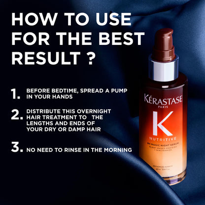 Kérastase Nutritive 8H Magic Night Serum, Iconic Overnight Nourishing Hair Serum for Dry Hair, Provides Deep Hydration and Softer Hair - Available at All In One Marketplace Canada