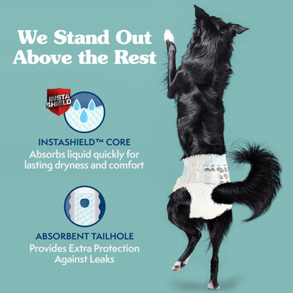 Simple Solution Disposable Dog Diapers for Female Dogs, True Fit, Absorbent, Leak Proof with Wetness Indicator, XL Puppy & Doggie Period Pad and Pee Diaper, for Large Pets, 18-27 Inch Waist, 30 Count 🍁 All In One Marketplace Canada