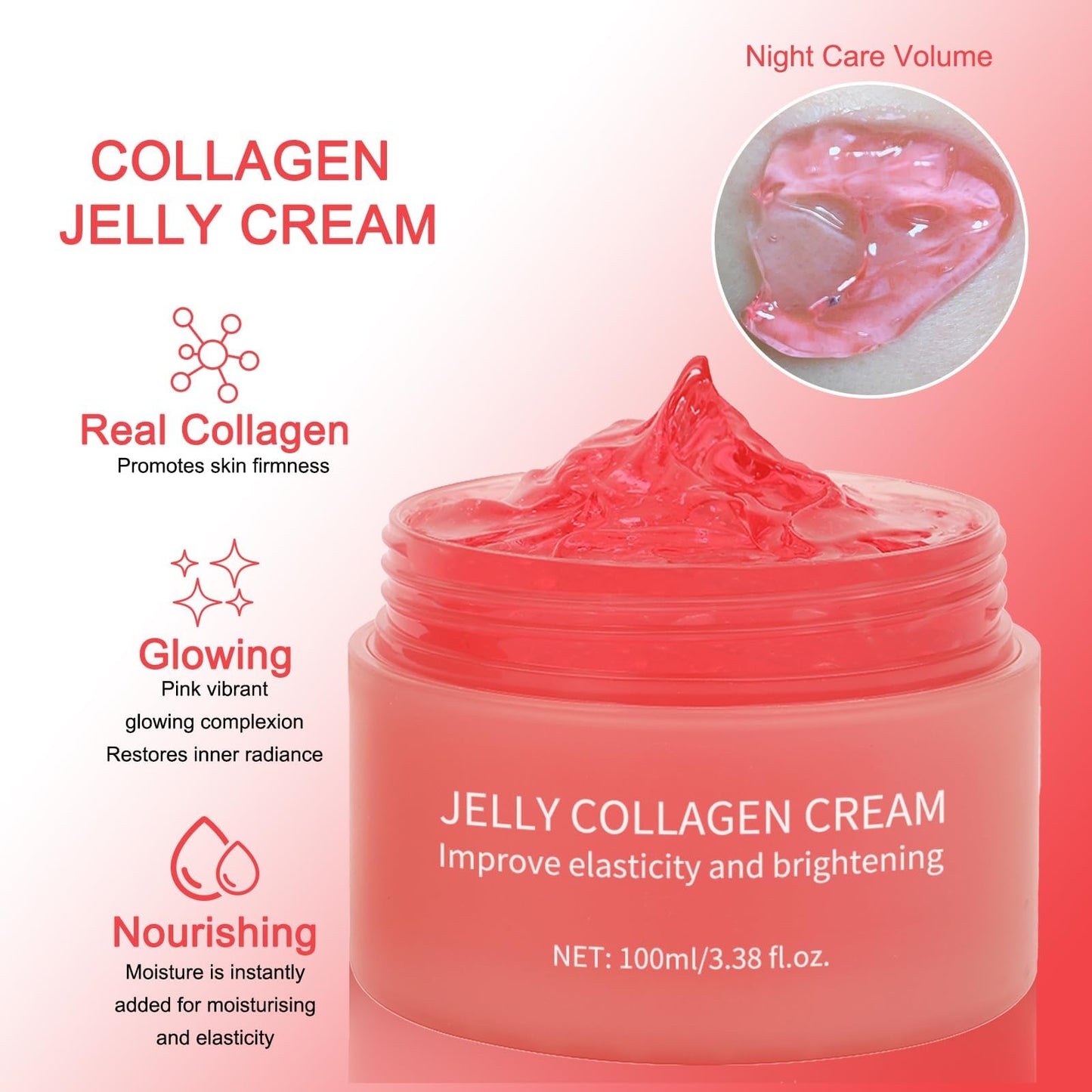 Collagen Jelly Cream - Contains Niacinamide & Freeze Dried Hydrolyzed Collagen -Elasticity & Hydration - Reduce Fine Lines & Dullness - Korean Glass-Shiny Skin Suitable for All Skin Types (3.38 Fl.Oz) - Available at All In One Marketplace Canada