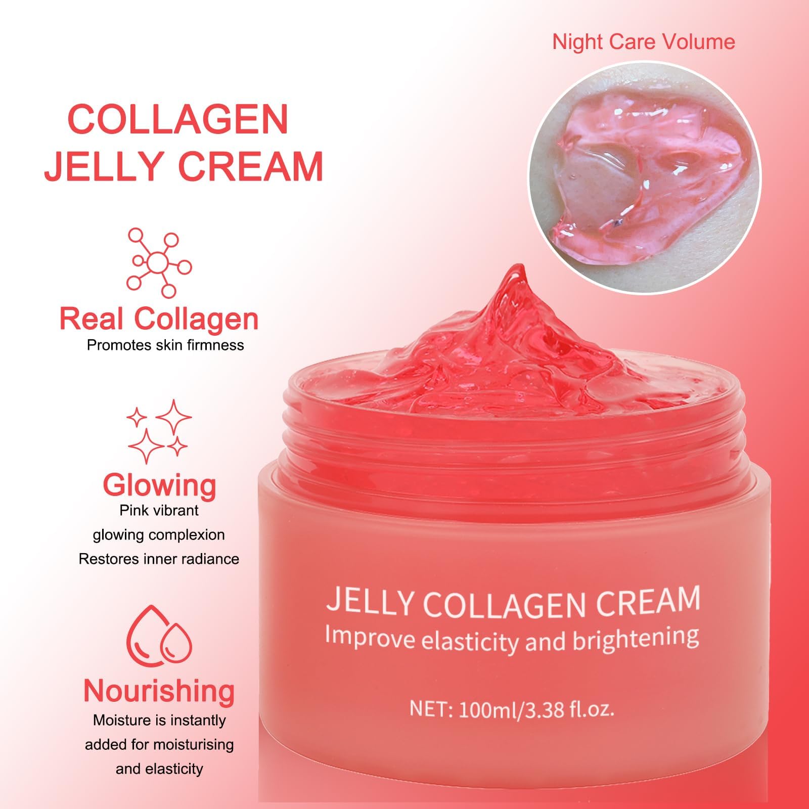 Collagen Jelly Cream - Contains Niacinamide & Freeze Dried Hydrolyzed Collagen -Elasticity & Hydration - Reduce Fine Lines & Dullness - Korean Glass-Shiny Skin Suitable for All Skin Types (3.38 Fl.Oz) - Available at All In One Marketplace Canada