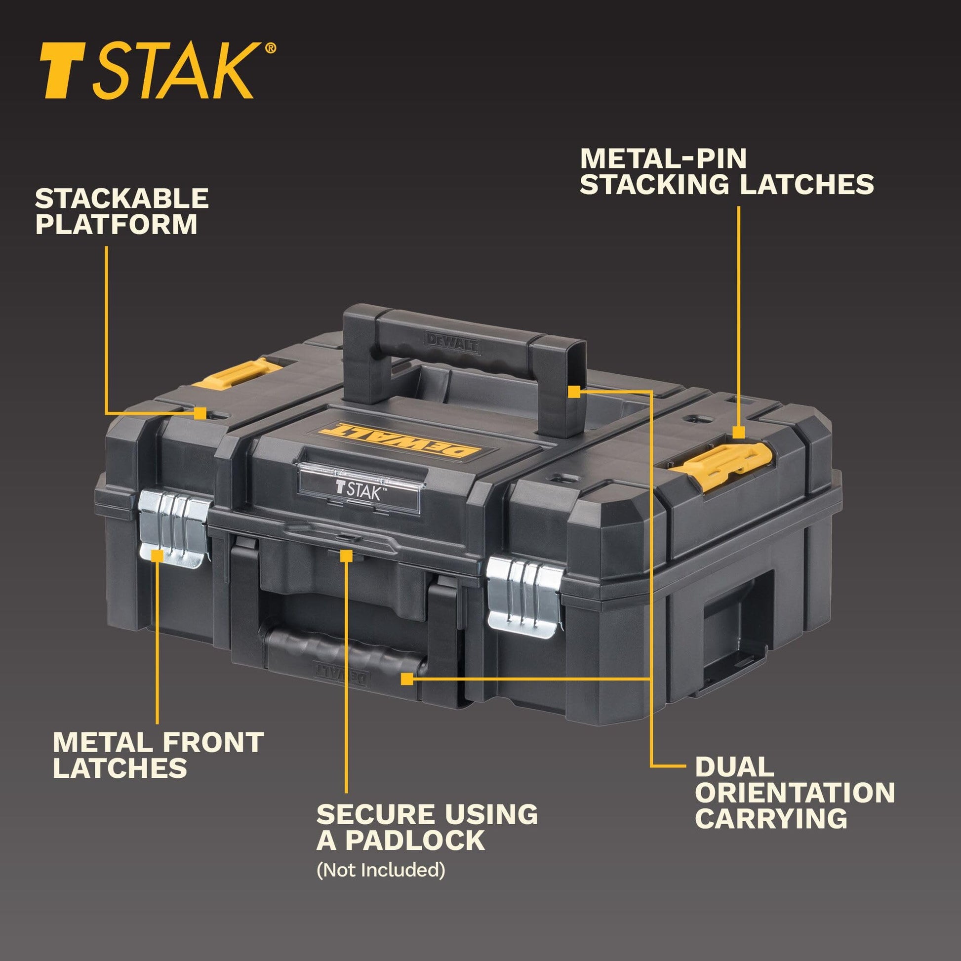 DEWALT Tool Box, TSTAK II, Flat Top (DWST17807) , Black