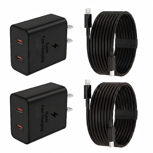 Super Fast Charger USB C, 2-Pack 45W USB C Charger with 6FT C to C Cable, Dual Port Fast Charger USB C for Samsung Galaxy S26/S25/S24/S23/S22/S21/S20/Plus/Ultra,Android,Galaxy Tablet,Phone 17/16/15