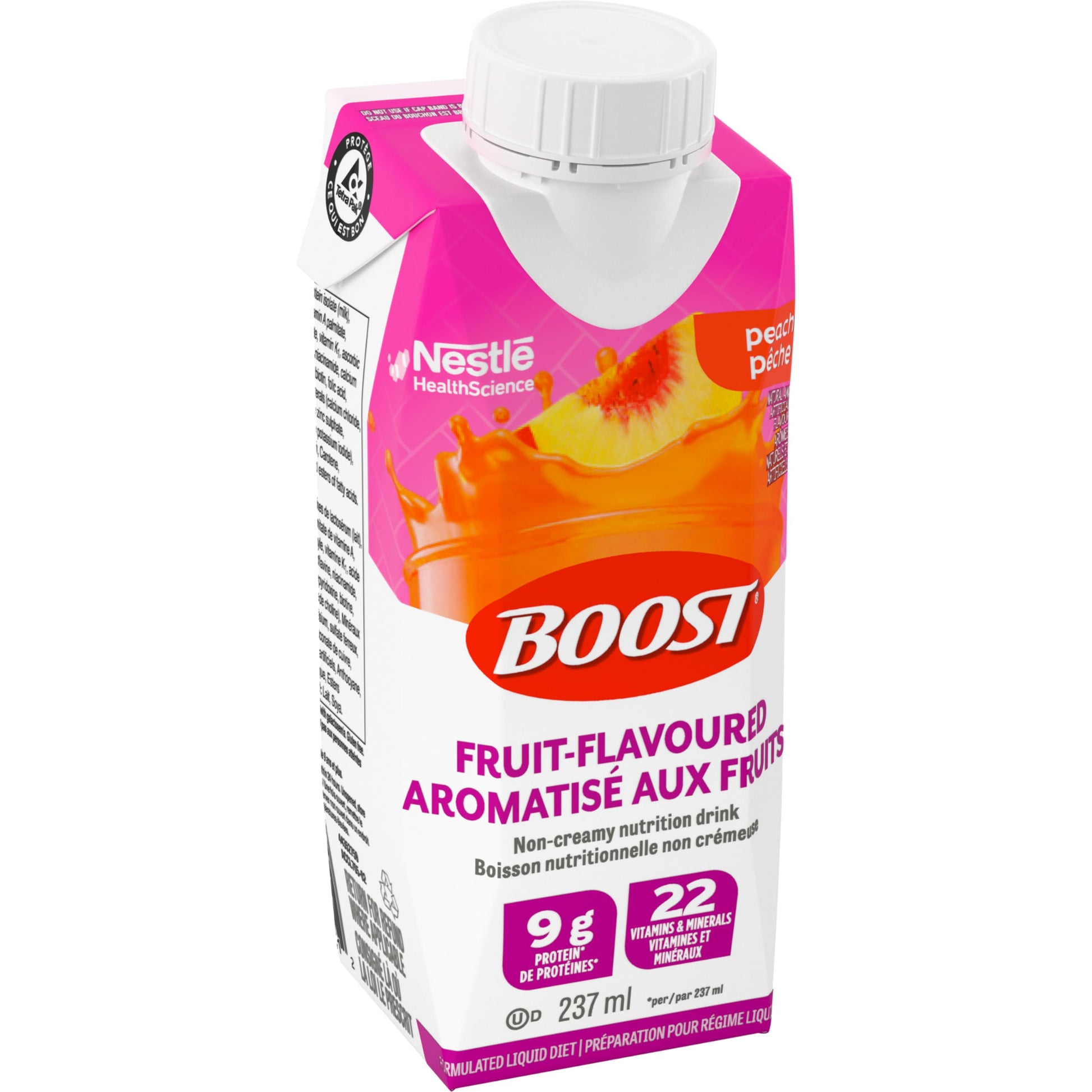 BOOST Peach Flavoured Complete Nutrition Drink, 24 Pack (237 mL Each)
