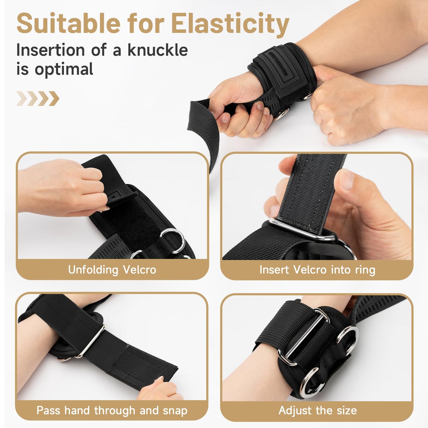 MANUEKLEAR Non-Slip Wrist Straps for Weightlifting Deadlifting, Gym Lifting Straps with D Rings for Cable Machine Workout, 10mm Neoprene Padded Weight lifting Wrist Wraps for Men Women (Black, M (6.3-7.5inch)) - Available at All In One Marketplace Canada