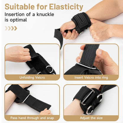 MANUEKLEAR Non-Slip Wrist Straps for Weightlifting Deadlifting, Gym Lifting Straps with D Rings for Cable Machine Workout, 10mm Neoprene Padded Weight lifting Wrist Wraps for Men Women (Black, M (6.3-7.5inch)) - Available at All In One Marketplace Canada