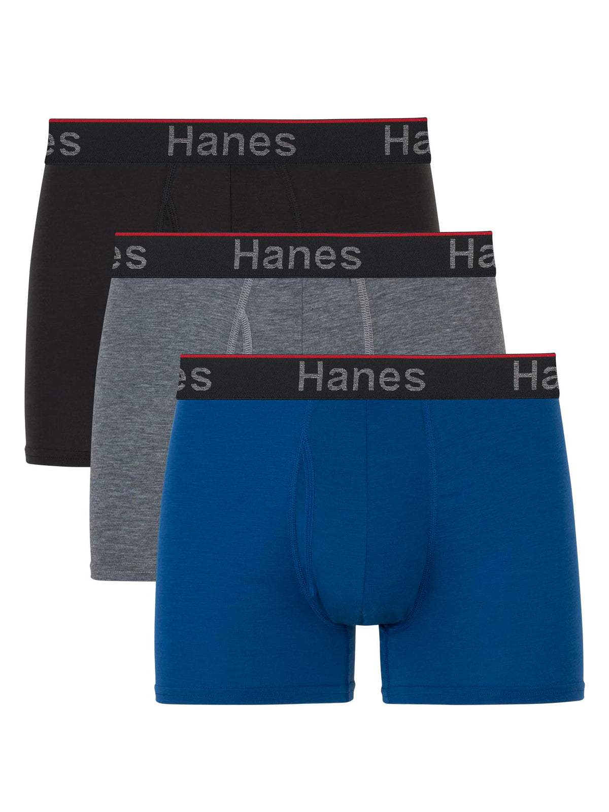 Hanes Total Support Pouch Men's Trunks, Anti-Chaffing, Moisture-Wicking Underwear Odor Control, Pack of 3, Assorted, Large