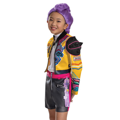 K-Pop Demon Hunters Rumi Costume, Official Halloween Jumpsuit and Top Dress Up Outfit, Kids Size (7-8)