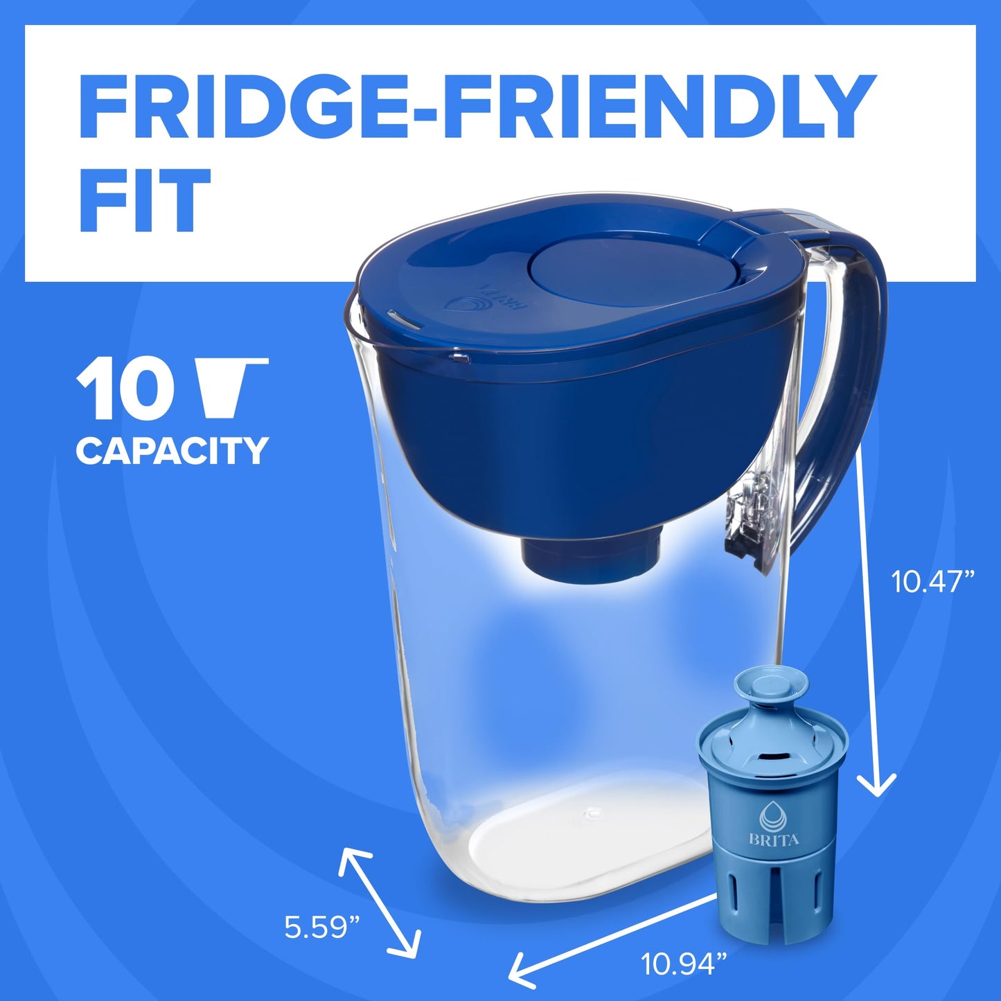 Brita 10 Cup Elite Filter Pitcher with Smart Light Indicator, Reduces 30+ Contaminants including Lead and Microplastics, Filter lasts 6 months, Tahoe, Black 🍁 All In One Marketplace Canada
