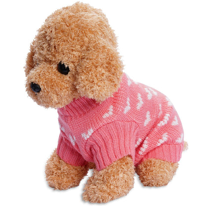 Dxhycc Knitted Dog Sweater Puppy Sweater Warm Pet Winter Clothes Cat Clothes Small Dogs Heart Sweaters for Cold Weather (Pink, S) 🍁 All In One Marketplace Canada