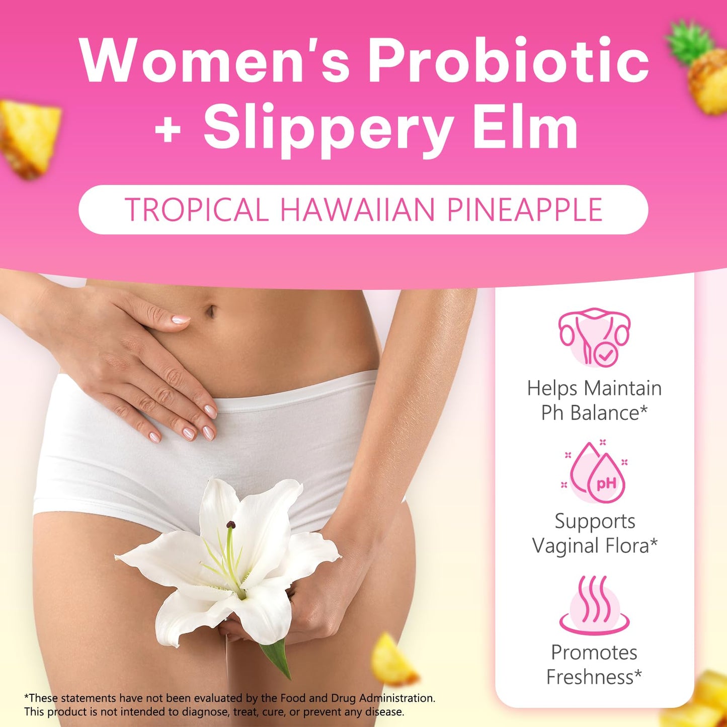 Probiotics Gummies for Women Wellness, Pineapple Flavor, 60 Gummies (1 Pack) - Available at All In One Marketplace Canada