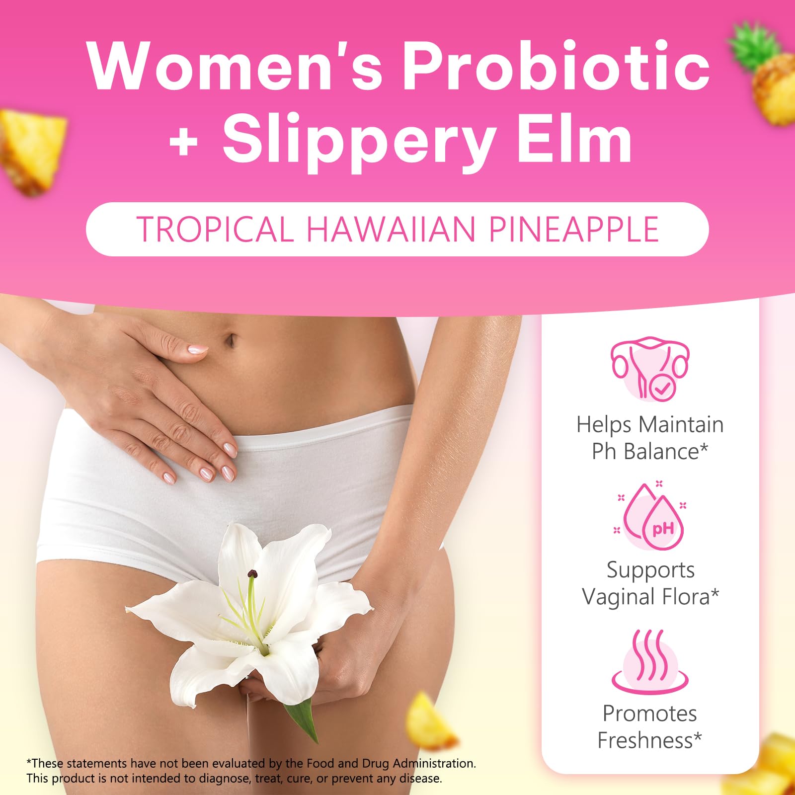 Probiotics Gummies for Women Wellness, Pineapple Flavor, 60 Gummies (1 Pack) - Available at All In One Marketplace Canada