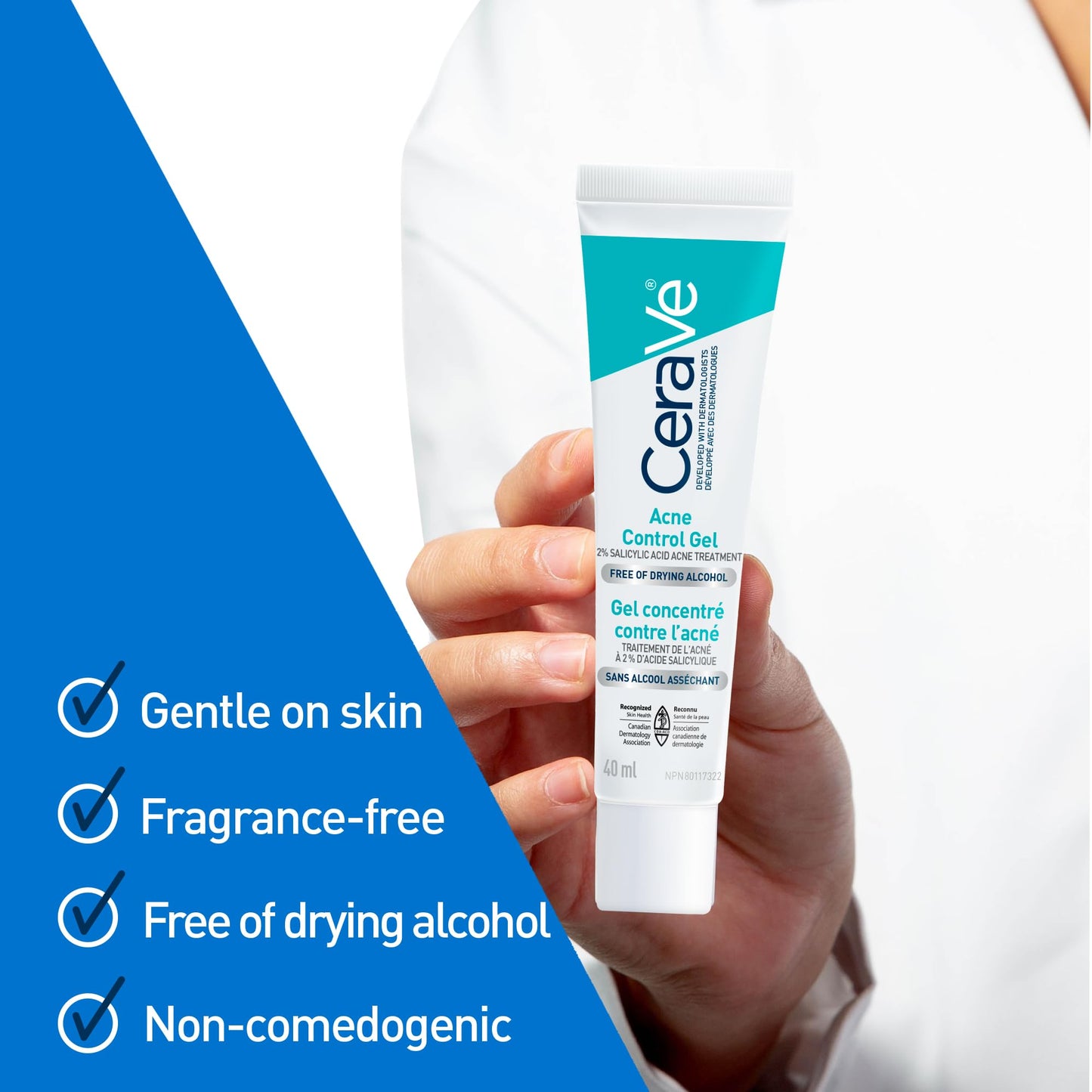 CeraVe Acne Control Gel For Face, Pimple & Pores, With Salicylic Acid, 3 Essential Ceramides, Niacinamides. Developed with Dermatologists, Non-Comedogenic, Oil-Free, Fragrance-Free, 40ml - Available at All In One Marketplace Canada