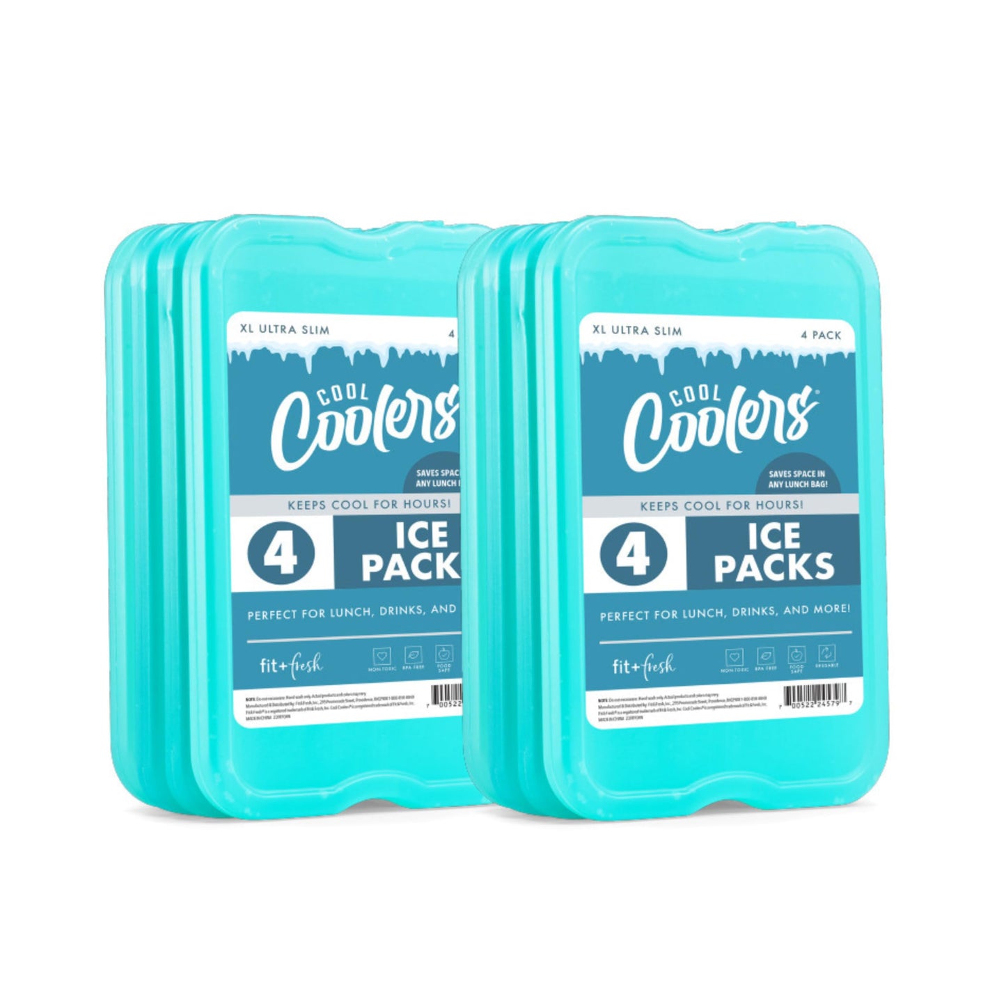 Cool Coolers by Fit + Fresh, 8 Pack XL Slim Ice Pack, Quick Freeze Space Saving Reusable Ice Packs for Lunch Boxes, Lunch Bags or Coolers, Green 🍁 All In One Marketplace Canada