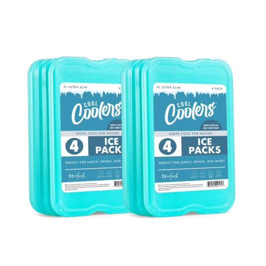 Cool Coolers by Fit + Fresh, 8 Pack XL Slim Ice Pack, Quick Freeze Space Saving Reusable Ice Packs for Lunch Boxes, Lunch Bags or Coolers, Green 🍁 All In One Marketplace Canada Fit & Fresh