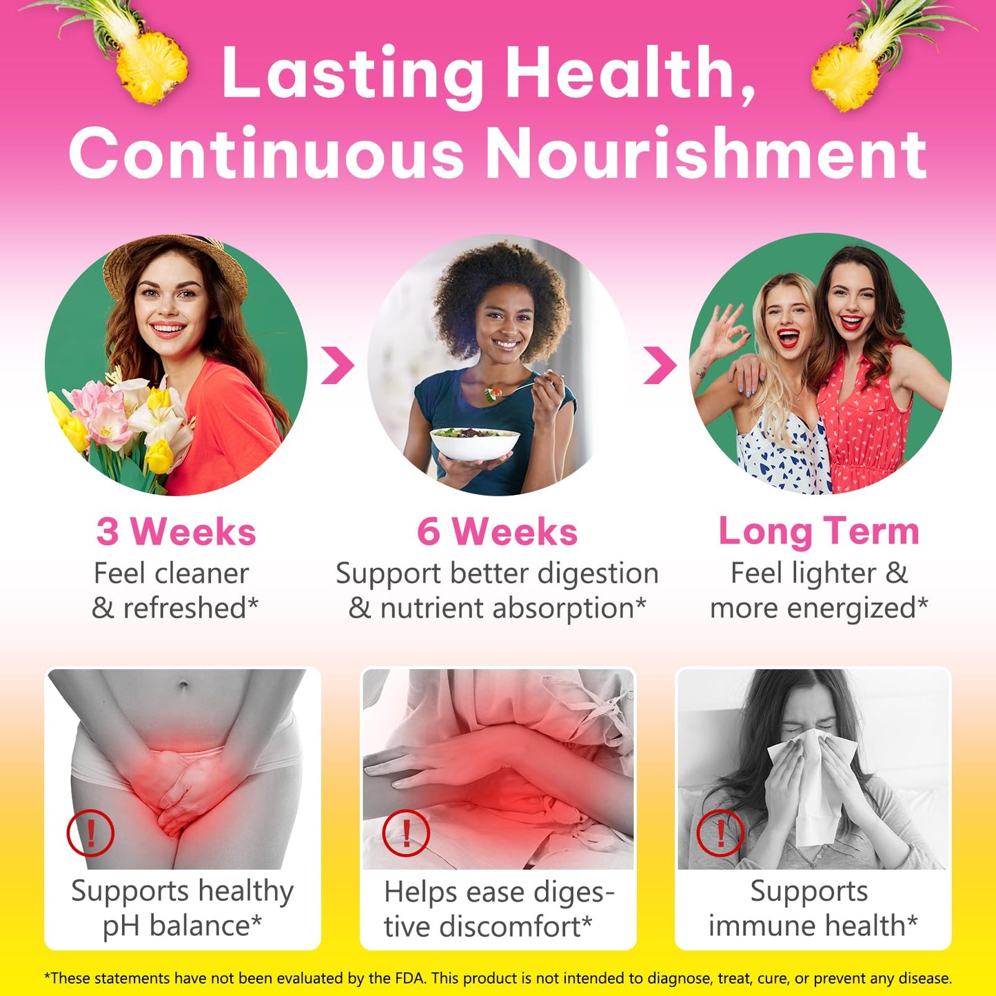 Probiotics Gummies for Women Wellness, Pineapple Flavor, 60 Gummies (1 Pack) - Available at All In One Marketplace Canada