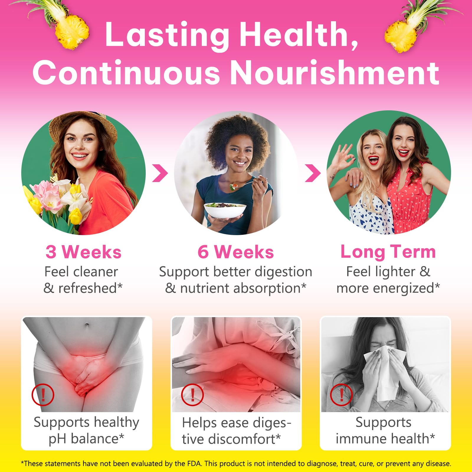 Probiotics Gummies for Women Wellness, Pineapple Flavor, 60 Gummies (1 Pack) - Available at All In One Marketplace Canada