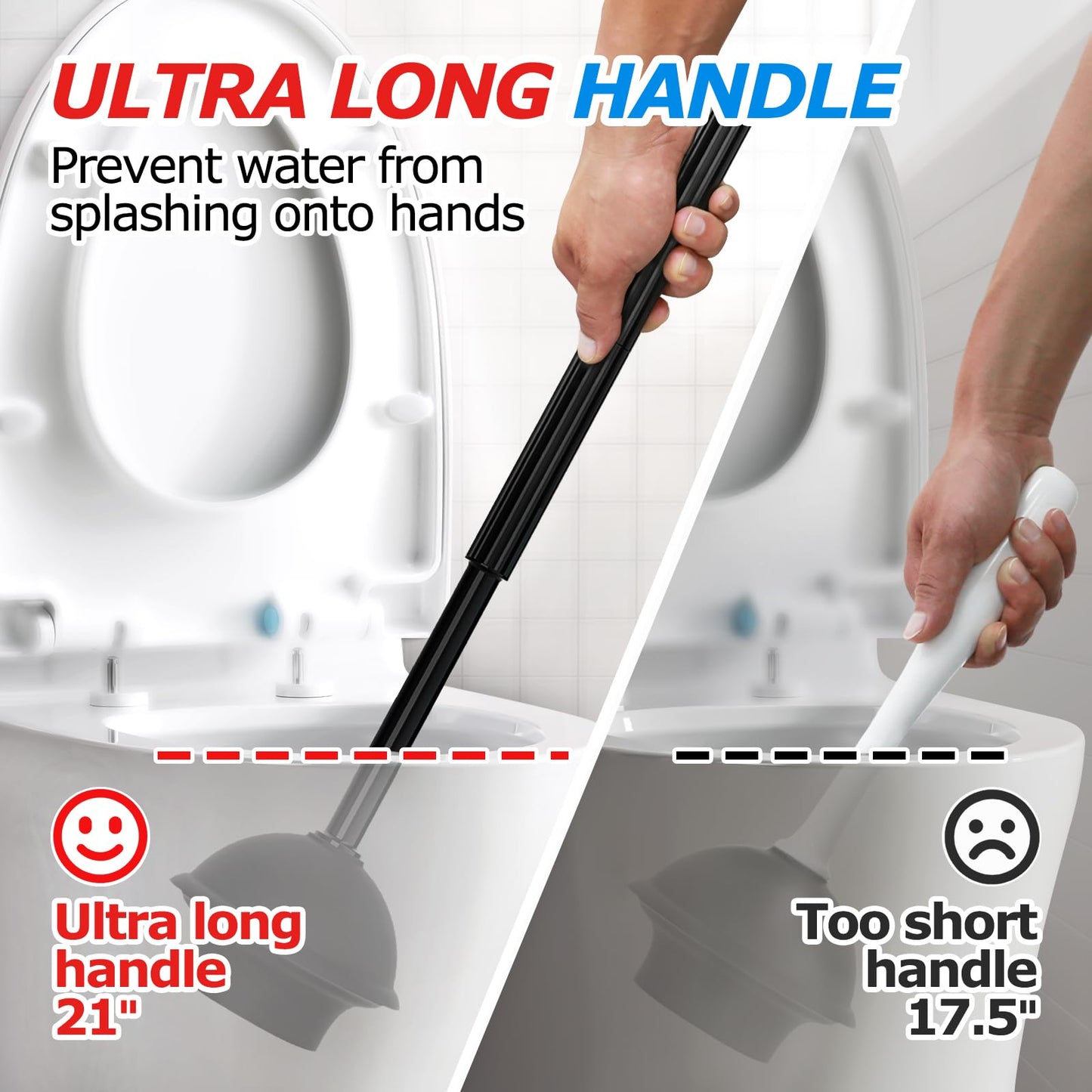 FORASTO 2 in 1 Toilet Brush and Plunger Set, Extended Handle, Bathroom Cleaning Tools, Toilet Bowl Brush and Plungers Combo, Bathroom Cleaning Supplies, Charcoal - Available at All In One Marketplace Canada