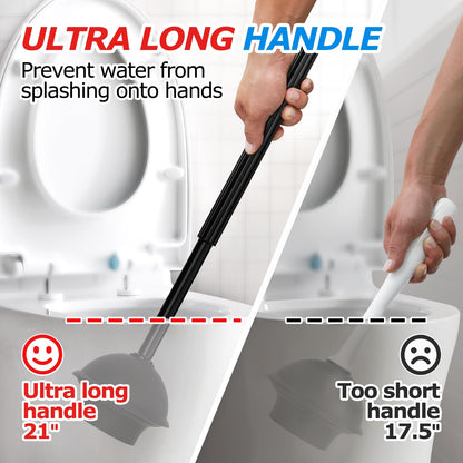 FORASTO 2 in 1 Toilet Brush and Plunger Set, Extended Handle, Bathroom Cleaning Tools, Toilet Bowl Brush and Plungers Combo, Bathroom Cleaning Supplies, Charcoal - Available at All In One Marketplace Canada