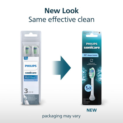 Philips Sonicare Optimal Plaque Control Replacement Brush Heads, White, 3 pack, HX9023/92