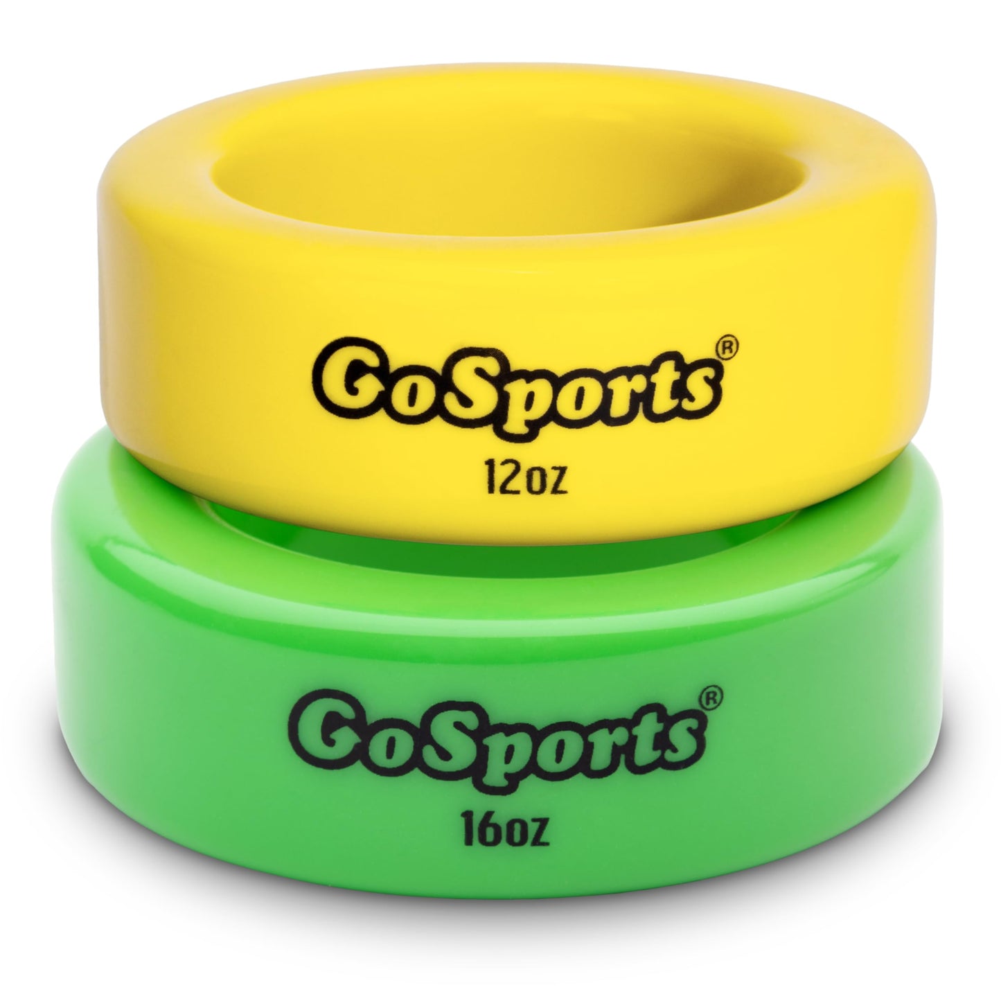 GoSports Baseball and Softball Bat Weights - 2 Pack Baseball Donuts - 16 oz & 12 oz GoSports