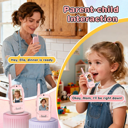 Video Walkie Talkies for Kids, 2 Pack Facetime Walkie Talkies with HD Camera & Voice Changer for Boys Girls for Family Games, Indoor, Outside, Hiking Christmas Birthday Toys Gift Ages 3-12 (Pink) 🍁 All In One Marketplace Canada