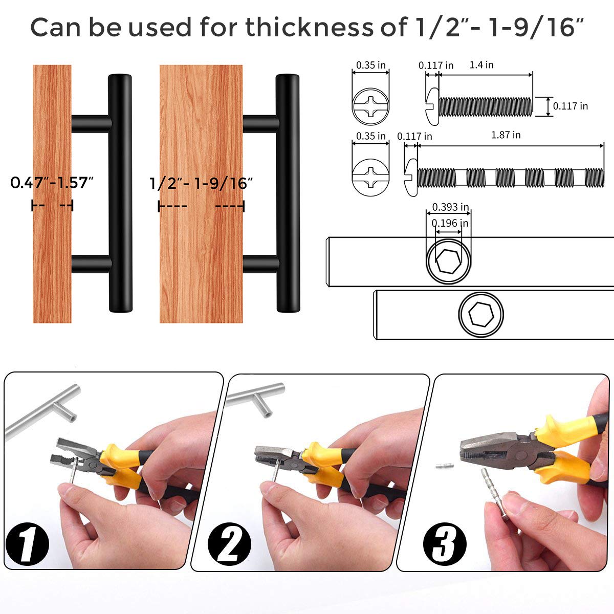 30 Pack | 5'' Cabinet Pulls Matte Black Stainless Steel Kitchen Drawer Pulls Cabinet Handles 5”Length, 3” Hole Center - Available at All In One Marketplace Canada