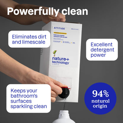 ATTITUDE Bathroom Cleaner Refill, EWG Verified, Plant-Based & Vegan, Safe for Bathroom Surfaces, Tiles, Tubs, Shower Walls, and Grout, Made in Canada, Citrus Zest Scent, 4 Liters 🍁 All In One Marketplace Canada