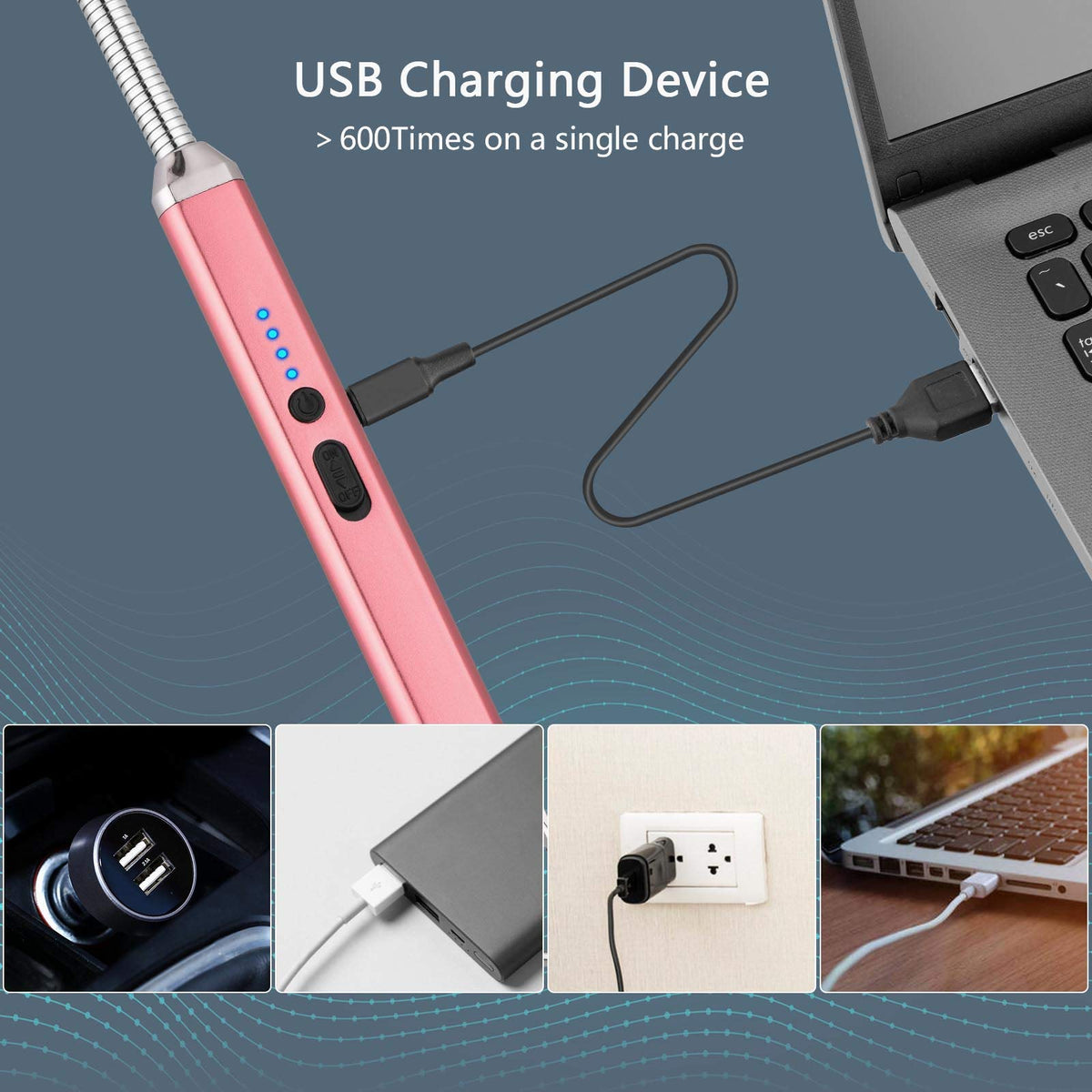 MEIRUBY Lighter Electric Candle Lighter Christmas Stocking Stuffers Gifts for Women Men Rechargeable USB Lighter Arc Lighters for Candle Camping BBQ Christmas Birthday Gifts for Men Women (Rose Gold) 🍁 All In One Marketplace Canada