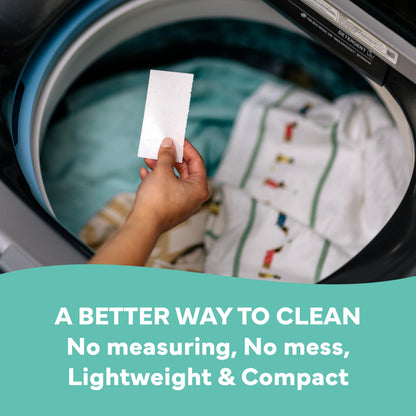 Tru Earth Compact Dry Laundry Detergent Sheets, Unscented - Up to 128 Loads (64 Sheets) - Paraben-Free - Original Eco-Strip Liquidless Laundry Detergent, Travel Laundry Sheets