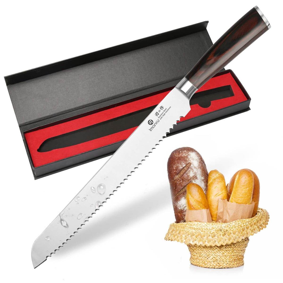 imarku Bread Knife, Japanese High Carbon Stainless Steel Professional Grade Breads Slicing Knife, 10-Inch Serrated Edge Cake Knife, Bread Cutter for Homemade Crusty Sourdough,Best Gifts 🍁 All In One Marketplace Canada