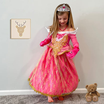 Aoiviss Princess Costume for Girls Toddler Pink Princess Dress Up Outfit 🍁 All In One Marketplace Canada