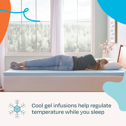 Linenspa 2 Inch Memory Foam Mattress Topper, Gel Infused Queen Mattress Topper, CertiPUR-US Certified