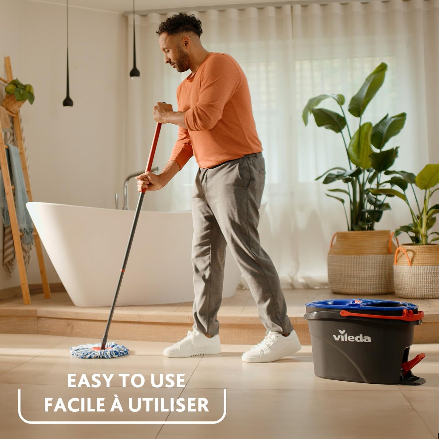 Vileda RinseClean Spin Mop & Bucket System | 2-Tanks Separate Clean and Dirty Water | Machine Washable and Reusable Microfibre Mop Head Replacement | Hands-Free Wringing Bucket 🍁 All In One Marketplace Canada