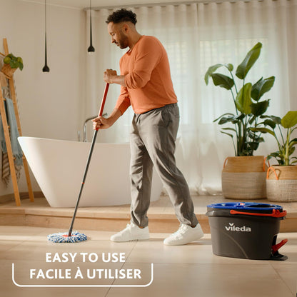 Vileda RinseClean Spin Mop & Bucket System | 2-Tanks Separate Clean and Dirty Water | Machine Washable and Reusable Microfibre Mop Head Replacement | Hands-Free Wringing Bucket 🍁 All In One Marketplace Canada