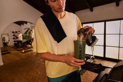 STANLEY Vitalize Shaker Bottle 20 oz | Leakproof Insulated Stainless Steel Shaker Cup | Base Storage and Twist On Fast Flow Lid | Protein Shakes and Pre Workout Powder | BPA-Free | Sage Grey 🍁 All In One Marketplace Canada