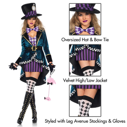 Costume d'Halloween pour femme « Delightful Mad Hatter » de Leg Avenue, multicolore, très grand (X-Large)