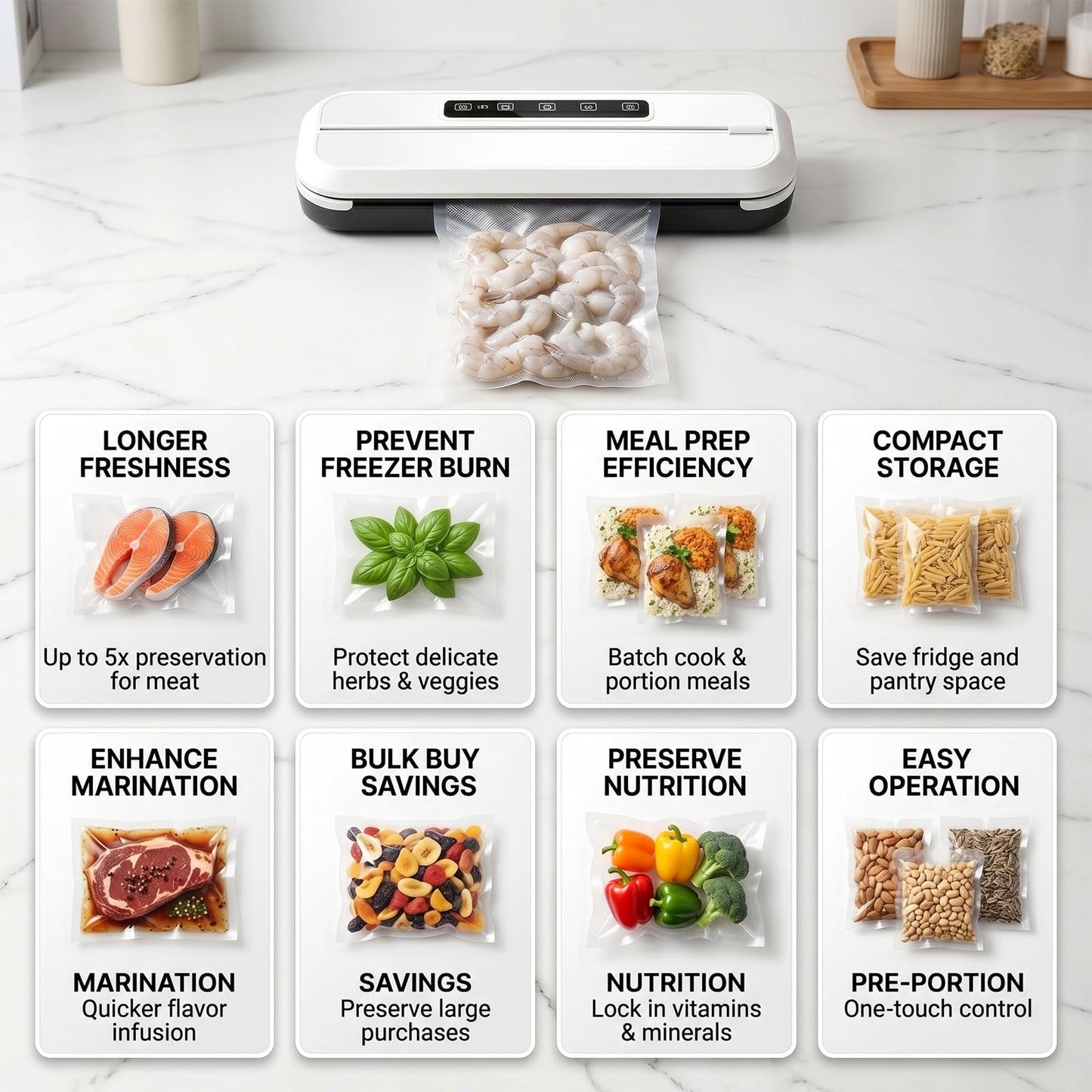 300 Count Vacuum Sealer Bags - Food Saver Bag (8x12,7x10,6x8) Precut Quart for Vacuum Seal, Meal Prep,Sous Vide, BPA Free, Heavy Duty, Commercial Grade Freezer Bags